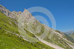 Aiguille de vanoise mountain peak  in the Alps