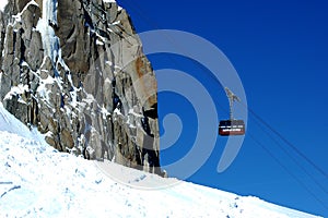 The aiguille du midi cable car arriving