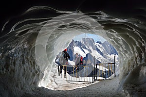 Ice tunnel near Aiguille du Midi