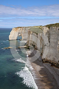 Aiguille Etretat cliff on the sea