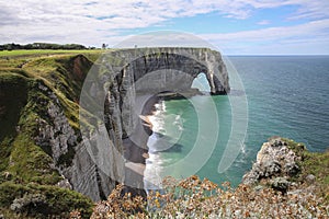 Aiguille Etretat cliff on the sea