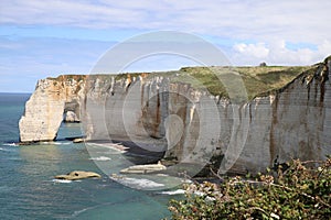Aiguille Etretat cliff on the sea