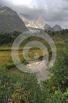 Aiguille noire in stormy sky