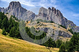 Aiguilles de Chabrieres peaks in summer, Southern Alps, France photo