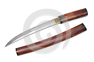 Aigushi or Tanto short Japanese sword with scabbard photo