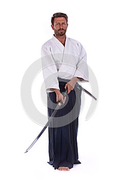 Aikido black belt master isolated