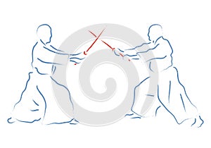 Aikido combat between athletes