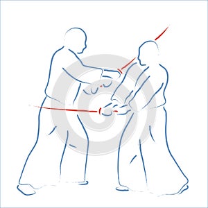 Aikido combat between athletes