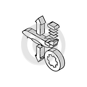 aileron adjustment aircraft isometric icon vector illustration