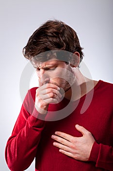 Ailing man suffering from pneumonia