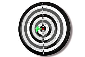 Aim with arrow in the center. Hit the target. Green arrow in the center. Isolate