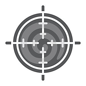 Aim glyph icon, focus and circle, target sign, vector graphics, a solid pattern on a white background.