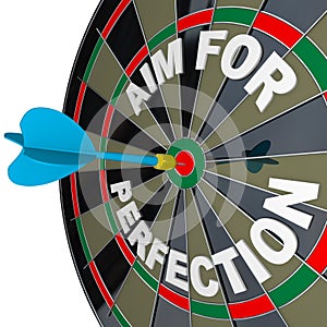 Aim for Perfection - Dart Hits Target Bulls-Eye photo