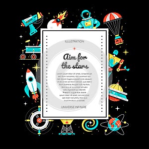 Aim for the stars - colorful flat design style web banner