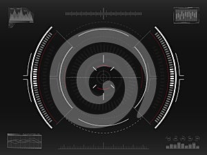 Aim system. Futuristic aiming concept. Modern crosshair. Sci-fi HUD interface. UI with infographic elements. Spaceship