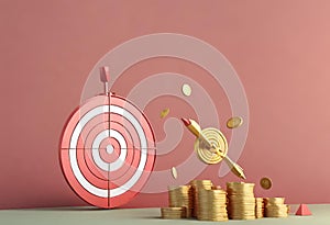 Aim target and money. Business goal and success concept.