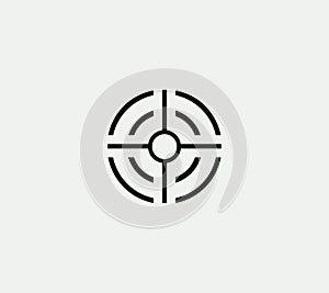 Aim vector linear stylized icon, goal abstract sign, target symbol, gun business logo template, vector illustration on