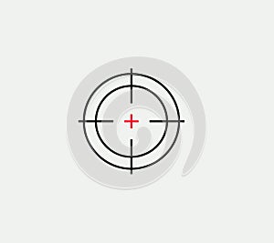 Aim vector linear stylized icon, goal abstract sign, target symbol, gun business logo template, vector illustration on