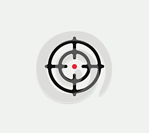 Aim vector linear stylized icon, goal abstract sign, target symbol, gun business logo template, vector illustration on