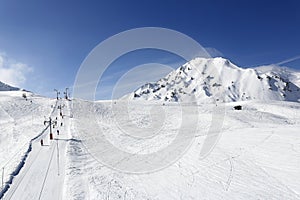 Aime 200, winter landscape in the ski resort of La Plagne, France photo
