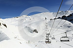 Aime 200, winter landscape in the ski resort of La Plagne, France photo