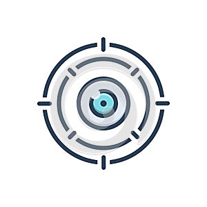 Color illustration icon for Aimed, target and goal