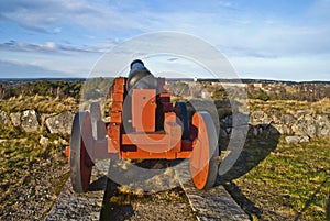 Aiming with a cannon.