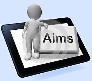 Aims Button With Character Shows Targeting Purpose And Aspiration photo