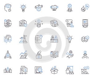 Aims line icons collection. Goals, Objectives, Ambitions, Targets, Endeavors, Aspirations, Missions vector and linear