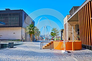 Ain Dubai ferris wheel from JBR Marina Beach Walk, Dubai, UAE