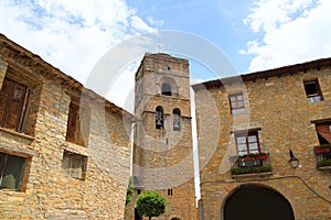 Ainsa medieval romanesque village church Spain photo