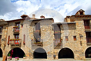 Ainsa medieval romanesque village street Spain photo