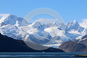 Ainsworth Bay and Marinelli Glacier in Patagonia. Chile