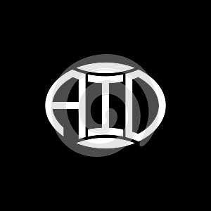 AIO abstract monogram circle logo design on black background. AIO Unique creative initials letter logo