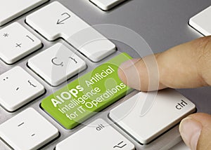 AIOps Artificial Intelligence for IT Operations - Inscription on Green Keyboard Key