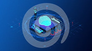 AIOps Concept - Artificial Intelligence for IT Operations - 3D Illustration