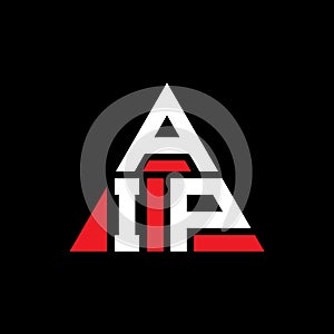 AIP triangle letter logo design with triangle shape. AIP triangle logo design monogram. AIP triangle vector logo template with red