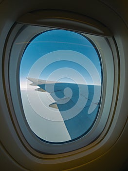 Aiplane windows view wing aircraft, airline, airplane, aviation skyline transportation