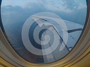 Aiplane windows view wing aircraft, airline, airplane, aviation skyline transportation