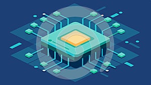 AIPowered Microchips Closeup of microchips integrated into the AI device with light effects emphasizing the technology