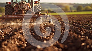 An AIpowered tractor autonomously ploughing a field while minimizing soil disturbance photo