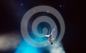 An air acrobat in the circus ring