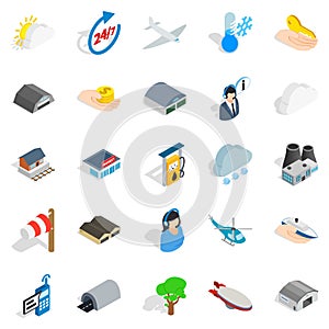 Air adventure icons set, isometric style