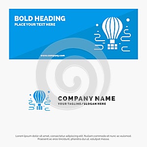 Air, Airdrop, tour, travel, balloon SOlid Icon Website Banner and Business Logo Template