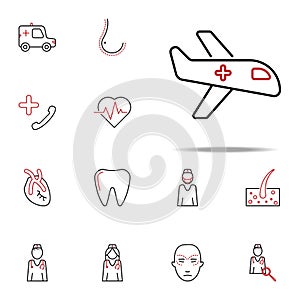 Air ambulance colored line icon. Medical icons universal set for web and mobile