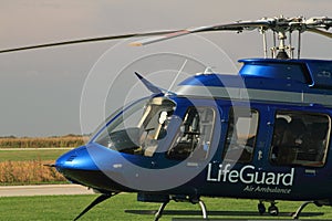 Air ambulance pilot prepares for take off