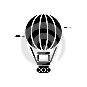 Air balloon - aerostat icon, vector illustration, black sign on isolated background