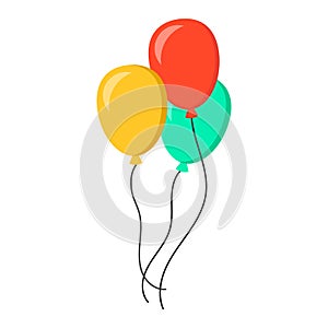 Air balloon flat vector icon. Birthday baloon illustration on white isolated background. Balloon business concept. photo