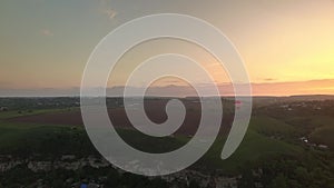 Air balloon flies over landscape in Ukrainian city of Kamianets-Podilskyi