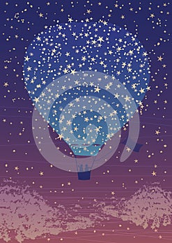 Air Balloon in the Night Sky